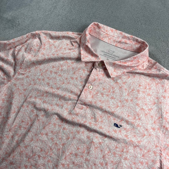 Vineyard Vines Other - Vineyard Vines Performance Polo Shirt Men XL Pink White Floral Short Sleeve Golf